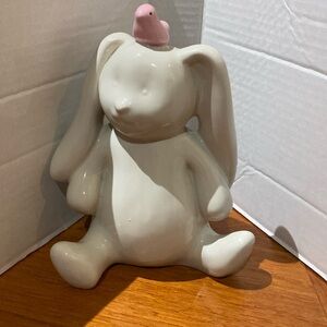 Pottery Barn Kids grey rabbit  Ceramic  Coin Bank